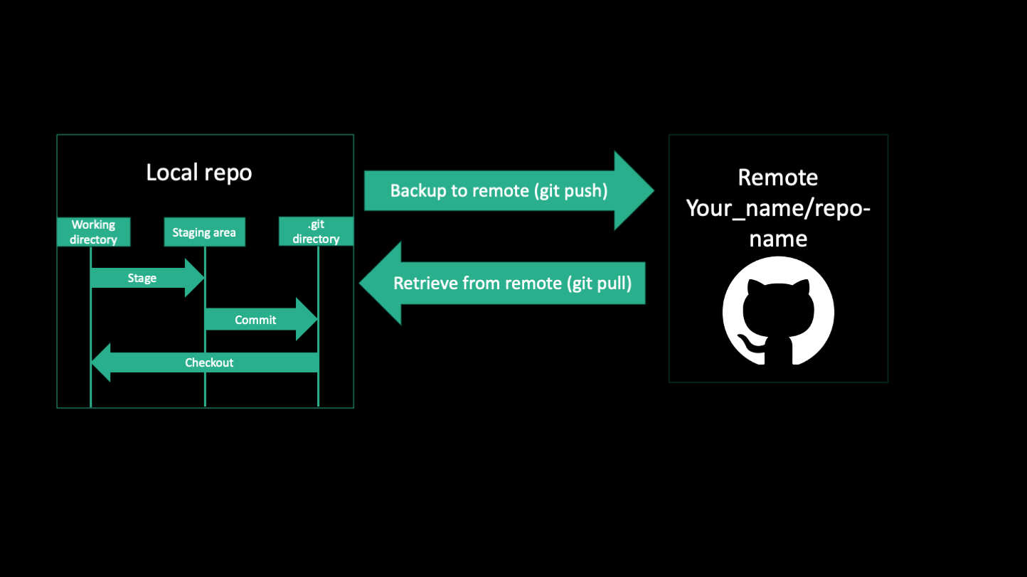 Relationship between your local repo and GitHub