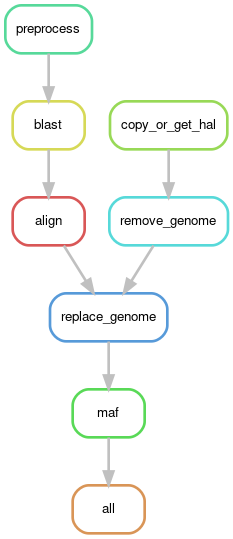 A directed cyclic graph showing the rules for the pipeline.'