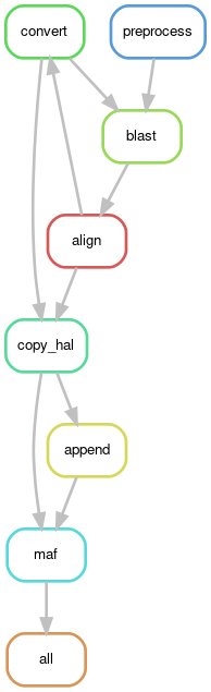 A directed cyclic graph showing the rules for the pipeline.'