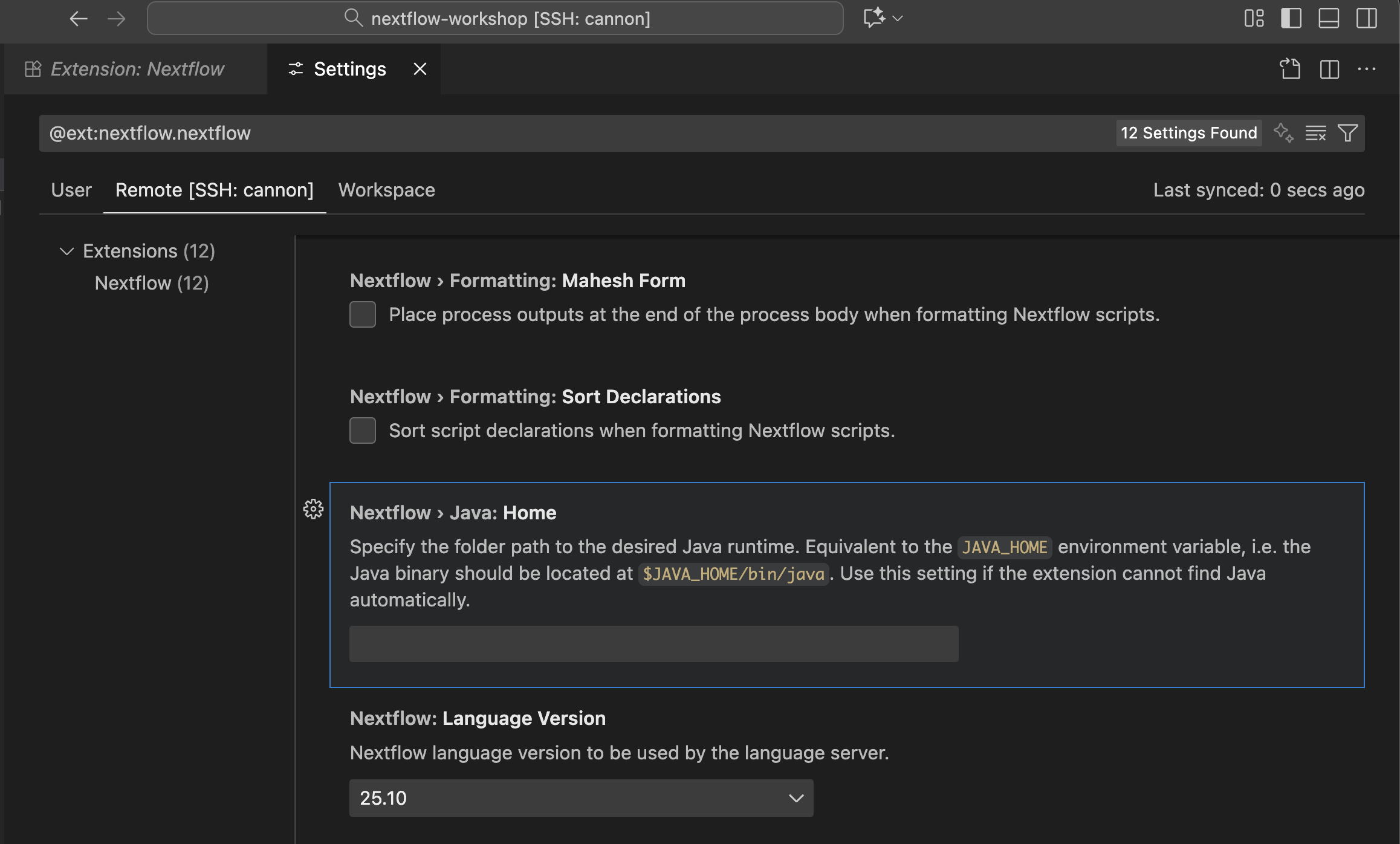 Nextflow Java Home setting